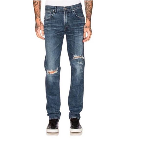 New Agolde Blade Men Sonic Destruct Wash Destroyed Mid Rise Skinny Jeans 33 - Picture 1 of 10